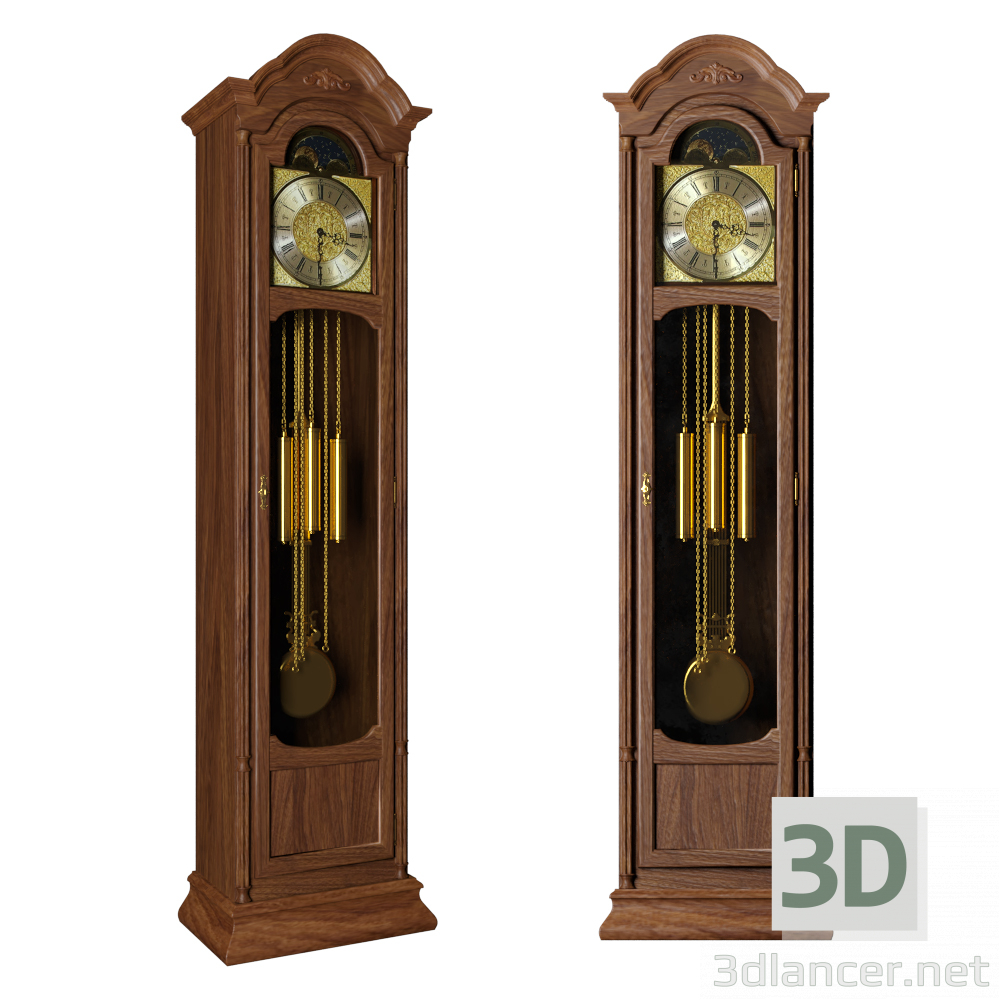 3d Grandfather clock Hermle-01231-030451 model buy - render