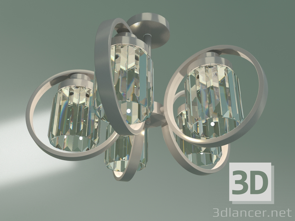 modèle 3D Lustre de plafond 10095-5 (nickel satiné - cristal clair Strotskis) - preview