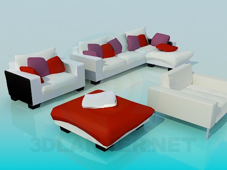 modello 3D Un set di mobili imbottiti - anteprima