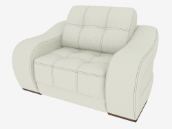 Cadeira estofada em couro branco com costuras escuras contrastantes