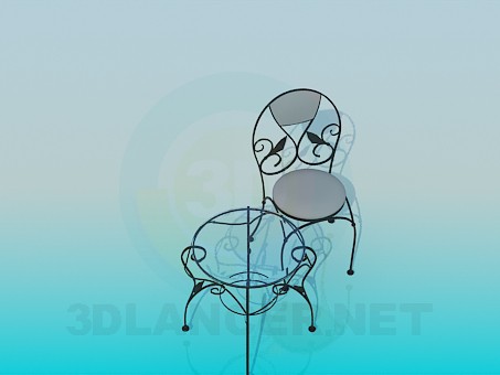 3d модель Кофейный столик и стульчик – превью