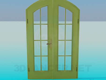 3d модель Двойная дверь со стеклом – превью