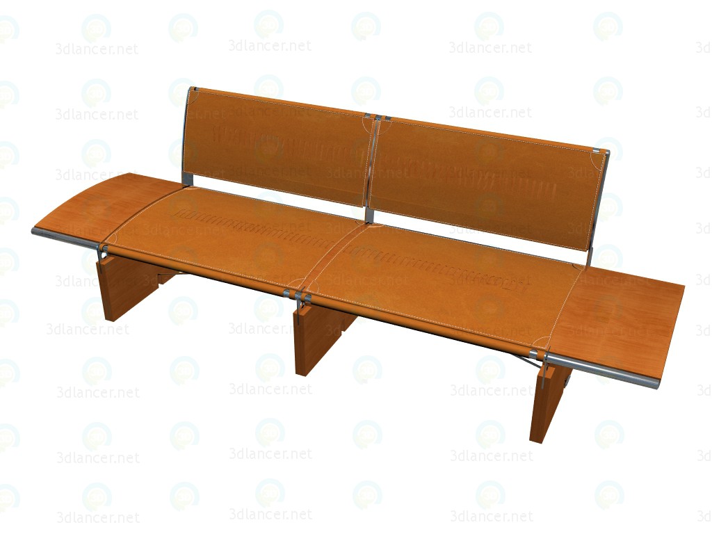 3d model Africa bench with backrest - preview