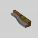 3d model Curved bench with planter on the back - preview