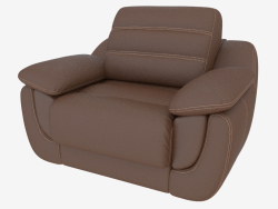 Armchair in brown leather upholstery