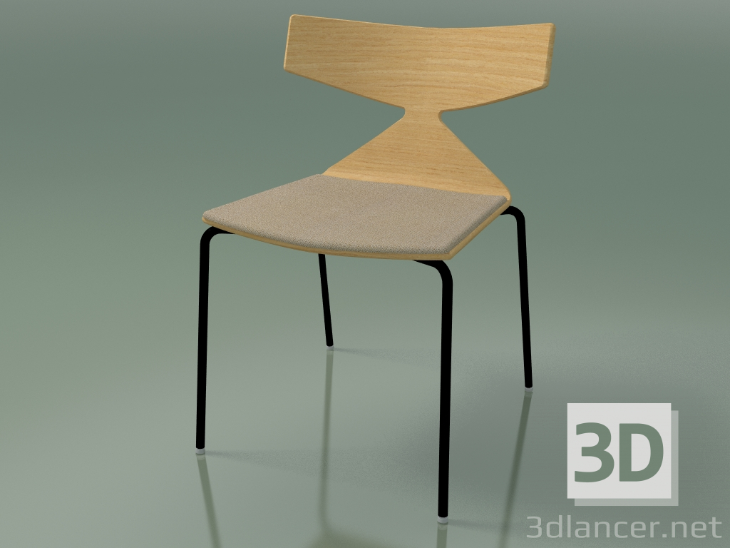 modèle 3D Chaise empilable 3710 (4 pieds en métal, avec coussin, chêne naturel, V39) - preview