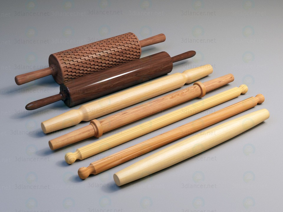 3d model Wooden rolling-pin for dough - preview
