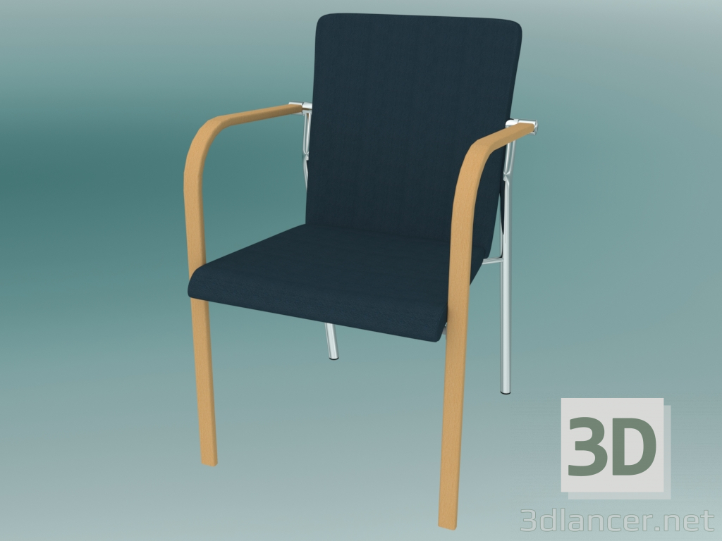 3 डी मॉडल आगंतुक कुर्सी (670H लकड़ी) - पूर्वावलोकन