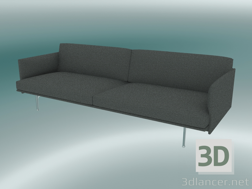 modello 3D Contorno divano triplo (Remix 163, alluminio lucidato) - anteprima