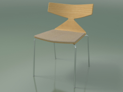 Stapelbarer Stuhl 3710 (4 Metallbeine, mit Kissen, Natürliche Eiche, CRO)