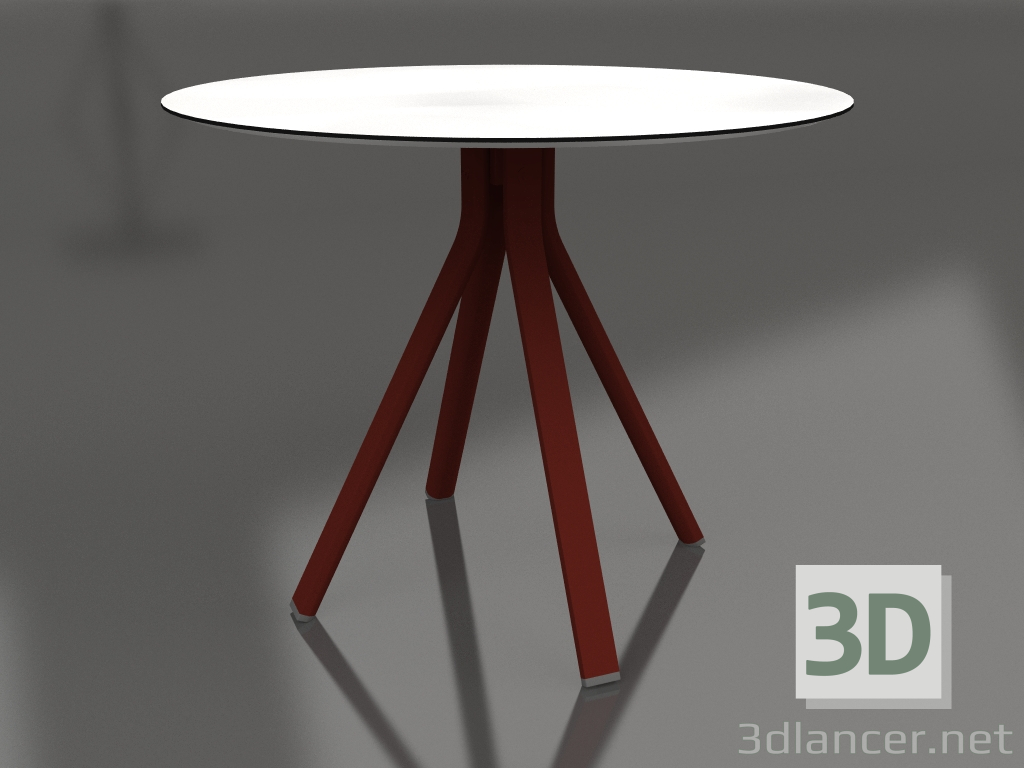 modèle 3D Table à manger ronde sur pied colonne Ø90 (Rouge vin) - preview