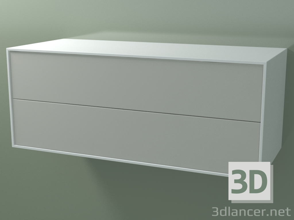 3D Modell Doppelbox (8AUECB01, Gletscherweiß C01, HPL P02, L 120, P 50, H 48 cm) - Vorschau
