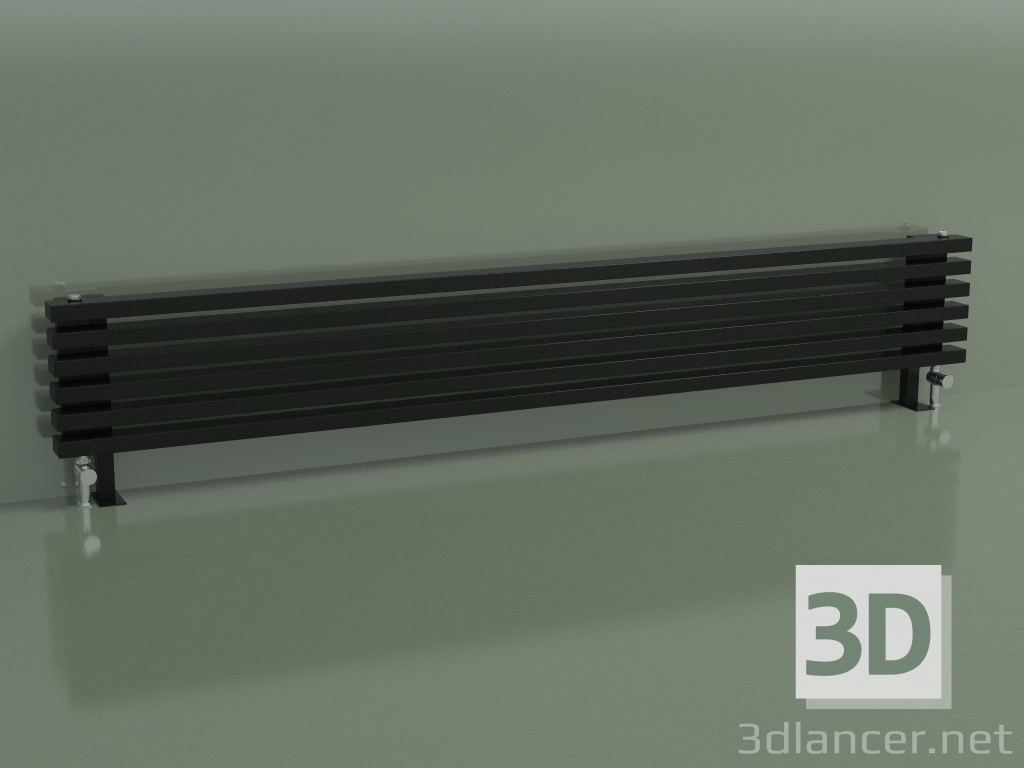 3d model Radiador horizontal RETTA (6 secciones 2000 mm 60x30, negro brillante) - vista previa