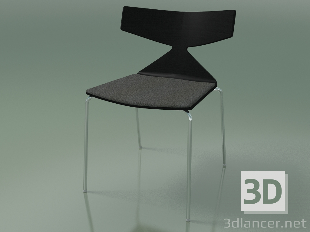 3D Modell Stapelbarer Stuhl 3710 (4 Metallbeine, mit Kissen, Schwarz, CRO) - Vorschau