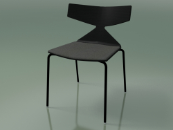 Stapelbarer Stuhl 3710 (4 Metallbeine, mit Kissen, Schwarz, V39)