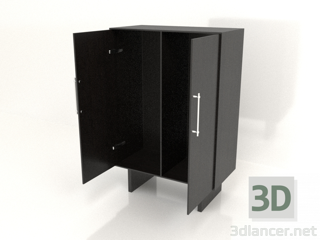 modèle 3D Armoire W 02 (800x400x1200 ouvert, bois noir) - preview