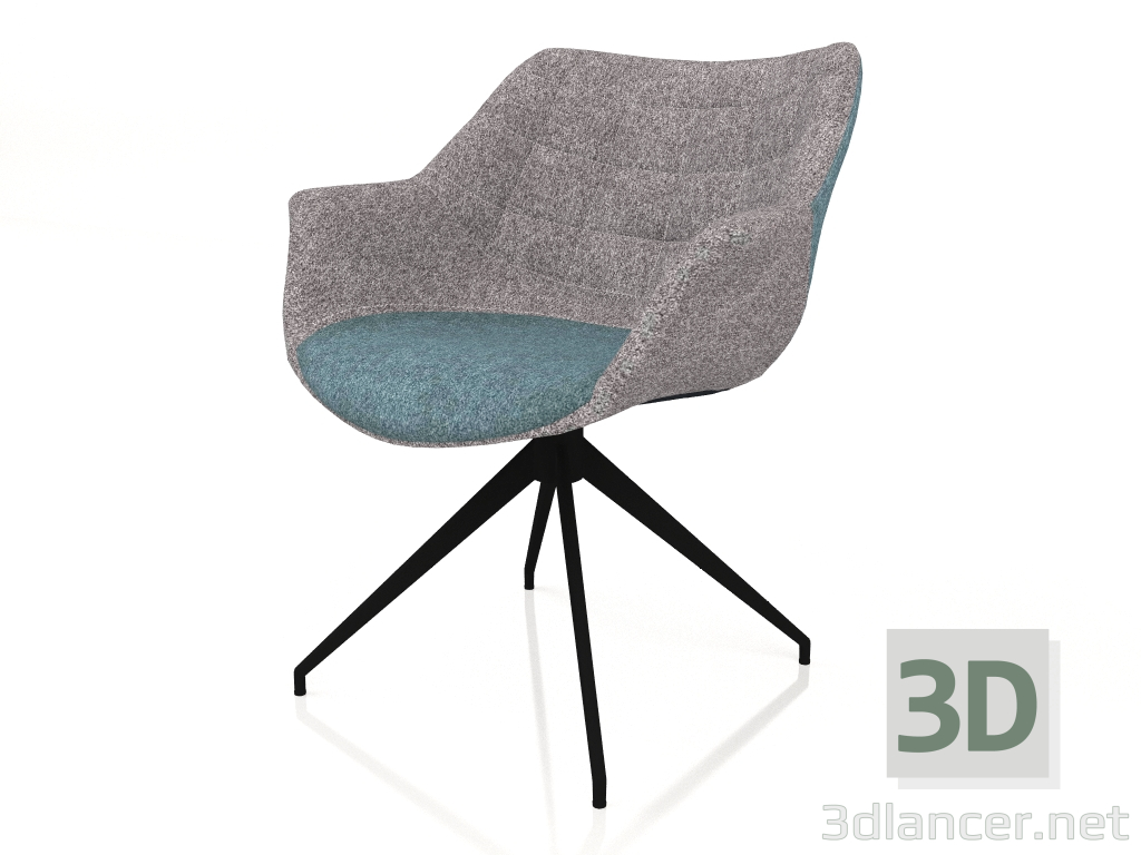 modello 3D Sedia girevole Doulton (blu) - anteprima