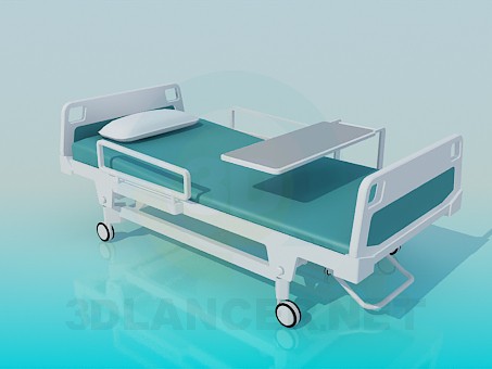modello 3D Letto di ospedale con ruote - anteprima