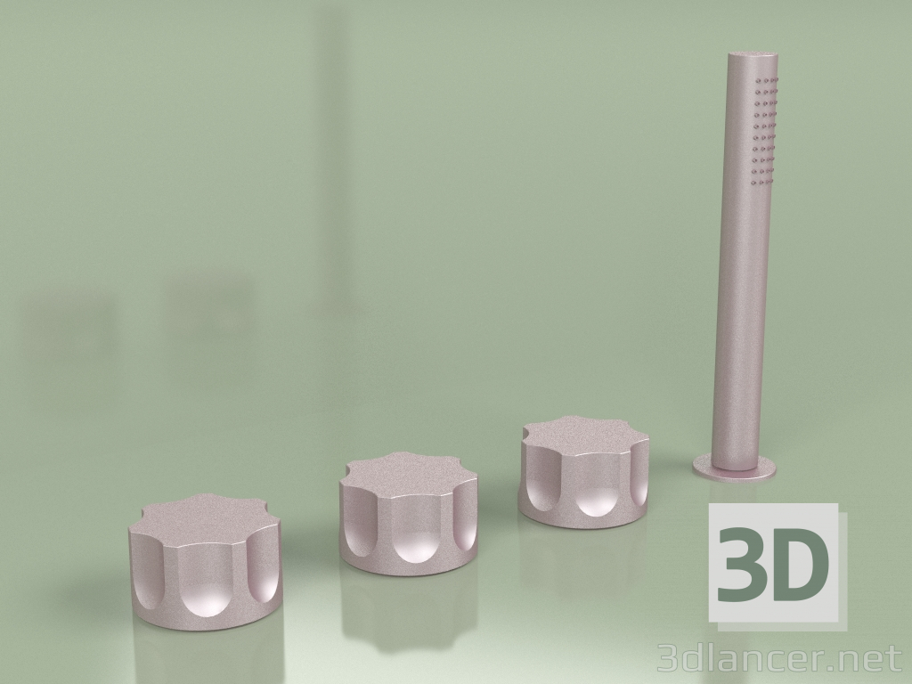 modello 3D Miscelatore tre fori e miscelatore idroprogressivo con doccetta (17 99, OR) - anteprima