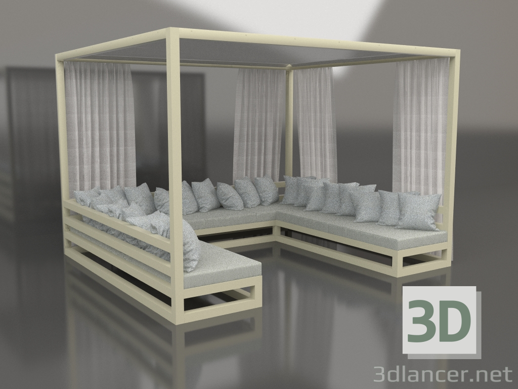 Modelo 3d Sofá com cortinas (Ouro) - preview