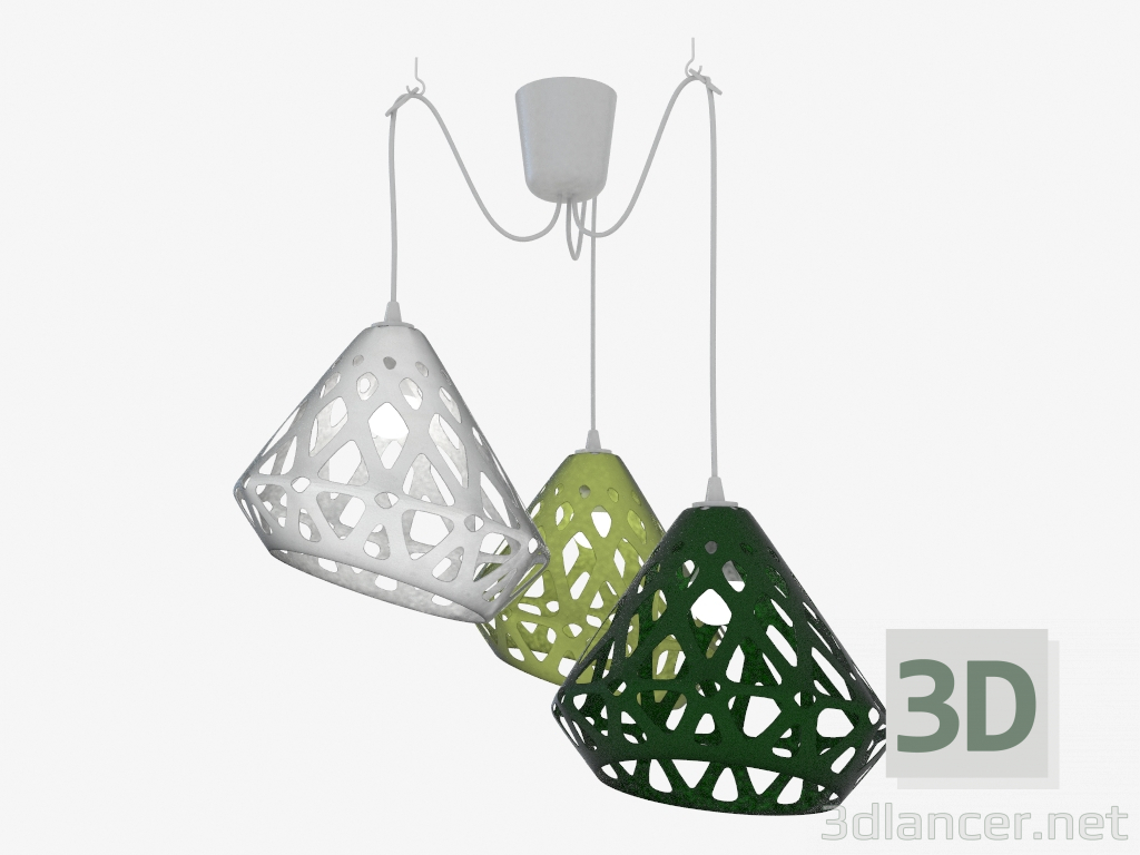 3D Modell Lampe hängt dreifarbig (11 Texturen im Bereich) - Vorschau
