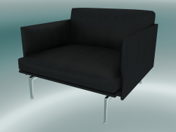 Contorno del sillón (cuero negro refinado, aluminio pulido)