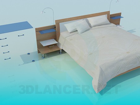 3d модель Двуспальная кровать – превью