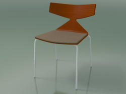 Stapelbarer Stuhl 3710 (4 Metallbeine, mit Kissen, Orange, V12)