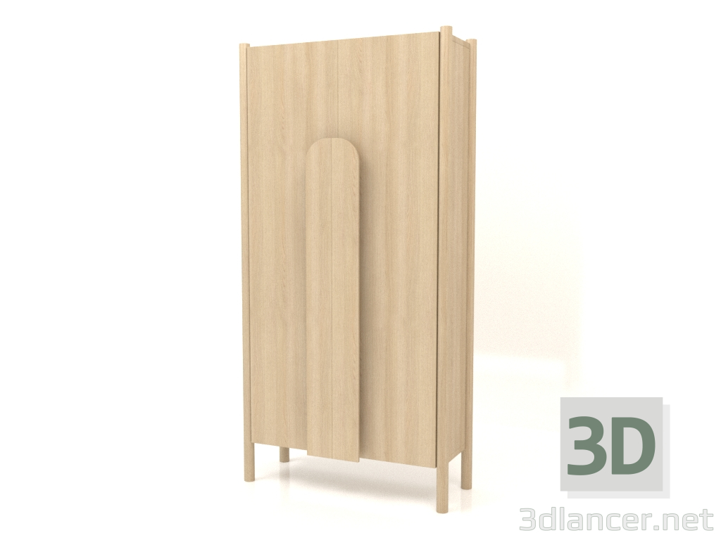 3D Modell Garderobe mit langen Griffen B 01 (800x300x1600, Holz weiß) - Vorschau