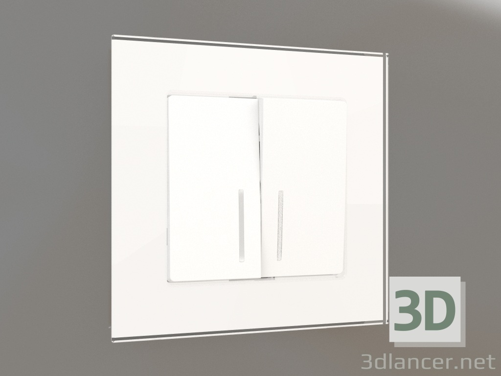 modèle 3D Interrupteur à deux gangs avec rétroéclairage (blanc mat) - preview