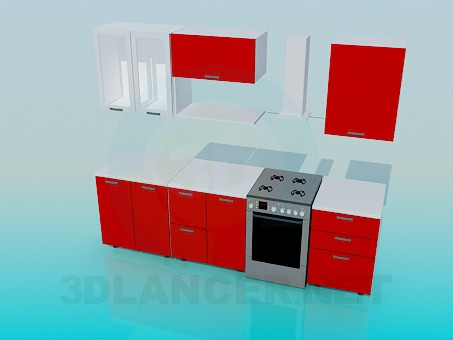 3d модель Невеликий кухонний гарнітур – превью