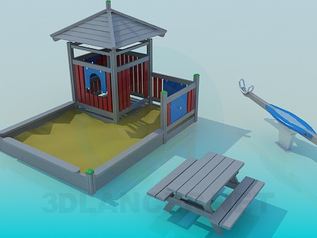 3d model Sandbox and swing - preview