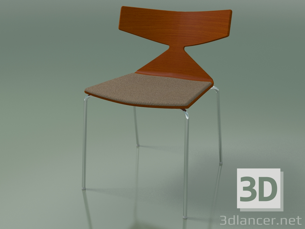 modello 3D Sedia impilabile 3710 (4 gambe in metallo, con cuscino, arancione, CRO) - anteprima