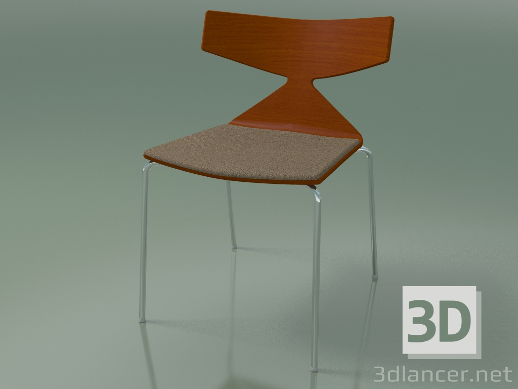 3d model Silla apilable 3710 (4 patas de metal, con cojín, naranja, CRO) - vista previa