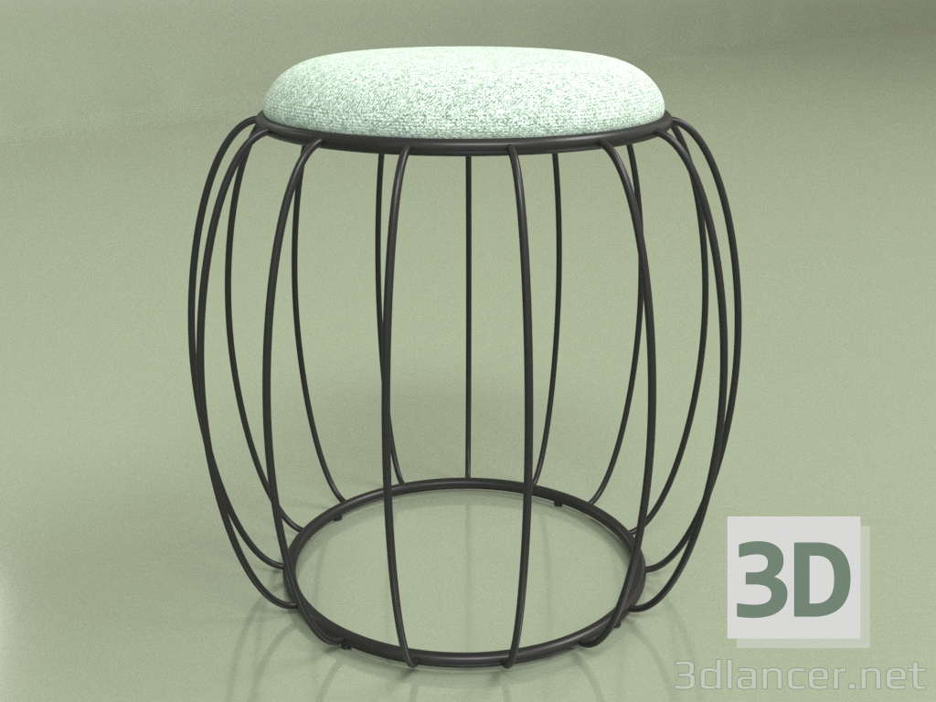 3D Modell Pouffe Barrel (graublau, schwarz matt) - Vorschau