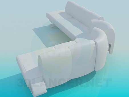 modèle 3D Grand canapé - preview