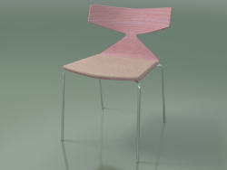 Chaise empilable 3710 (4 pieds en métal, avec coussin, rose, CRO)
