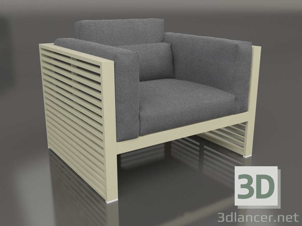 3D Modell Loungesessel mit hoher Rückenlehne (Gold) - Vorschau