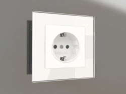 Socket with grounding and shutters (matte white)