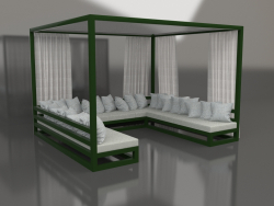 Sofa mit Vorhängen (Flaschengrün)