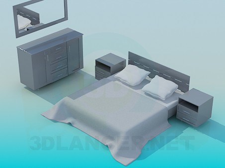 3d модель Мебель в спальную – превью