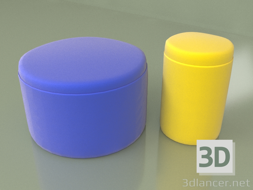 modèle 3D Poufs ronds - preview