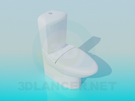 modèle 3D toilette avec couvercle allongée - preview
