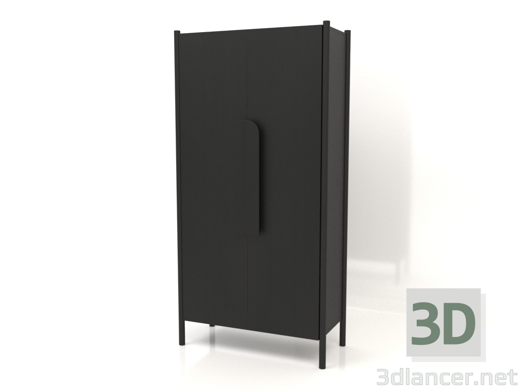 modello 3D Armadio con maniglie corte L 01 (1000x450x2000, legno nero) - anteprima