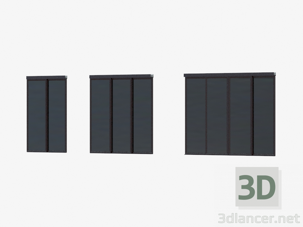 3d model Partición de interroom de A6 (vidrio negro marrón oscuro) - vista previa