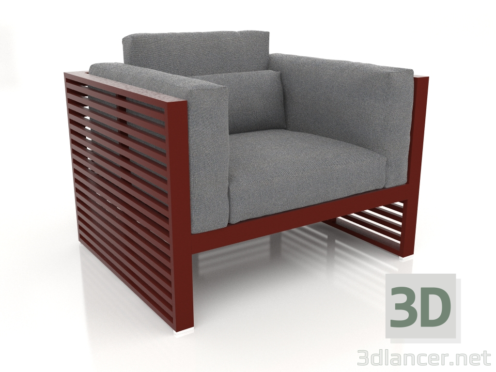 3d model Lounge chair with a high back (Wine red) - preview