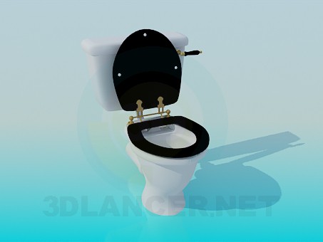 3 डी मॉडल एक रेट्रो शैली में ढक्कन के साथ शौचालय का कटोरा - पूर्वावलोकन