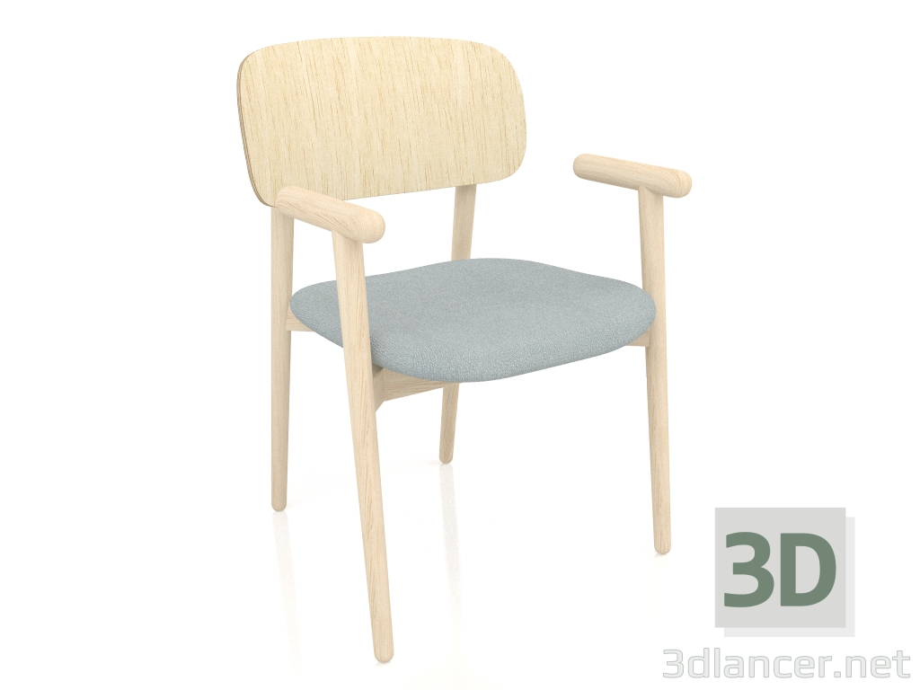 3D Modell Milder Stuhl mit Holzrücken - Vorschau