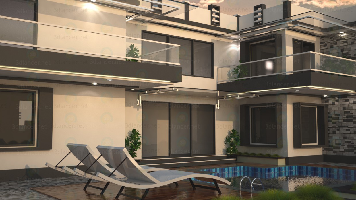 modèle 3D Villa de luxe - preview