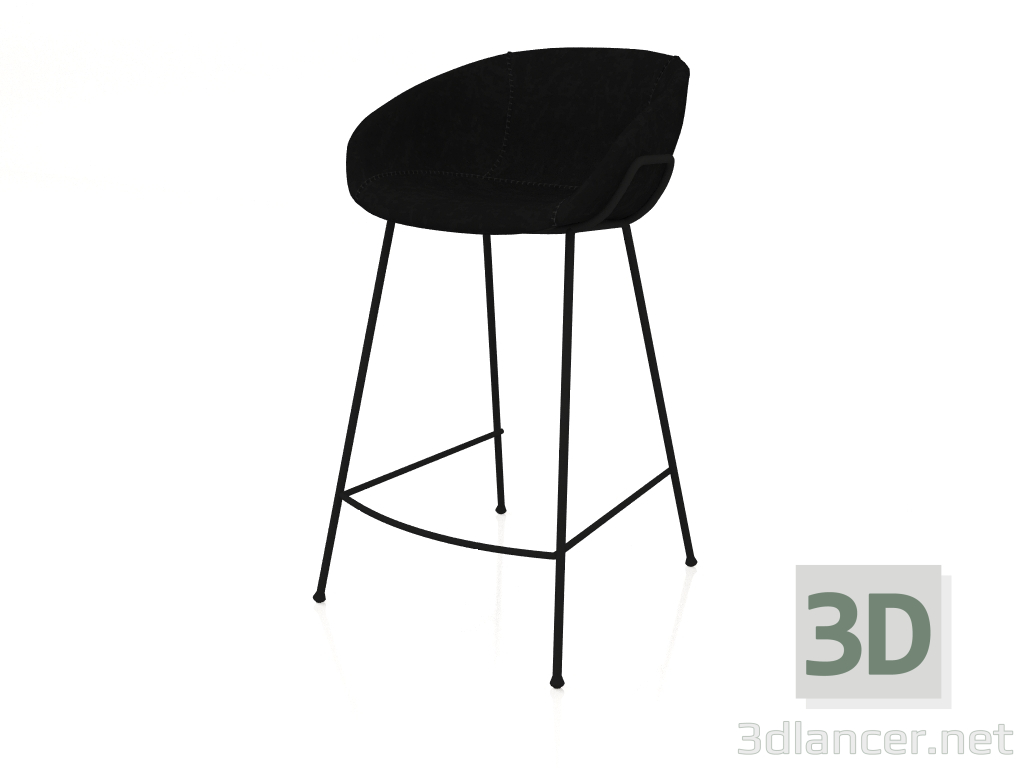 3d model Taburete de bar Feston 76 cm (Negro) - vista previa